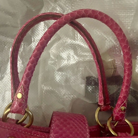 Coach Signature C Chenille Python Pink Butterfly Tote Bag Coach Purse Vintage - Picture 7 of 11